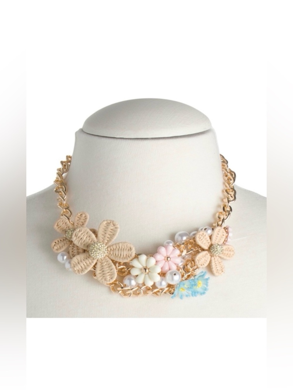 BETSEY JOHNSON GOLD PLATED FLOWER BIB NECKLACE -  NWT